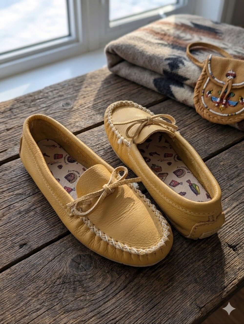 Laurentian Chief Deerskin Softsole Loafer Moccasins Yellow Tan Size W10 M8